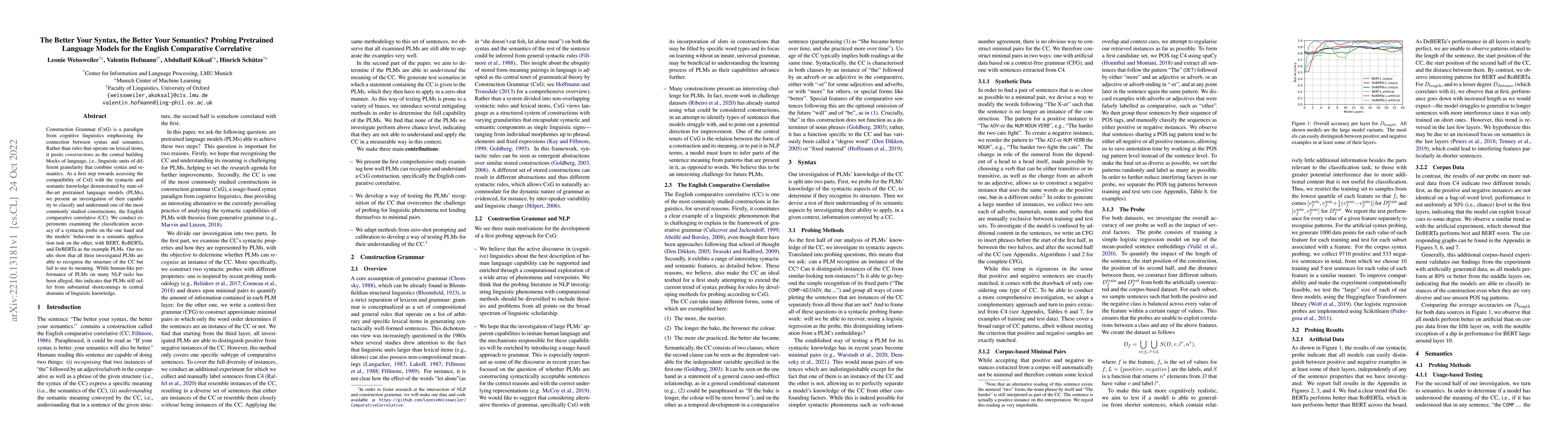 Thumbnail for The Better Your Syntax, the Better Your Semantics? Probing Pretrained
  Language Models for the English Comparative Correlative