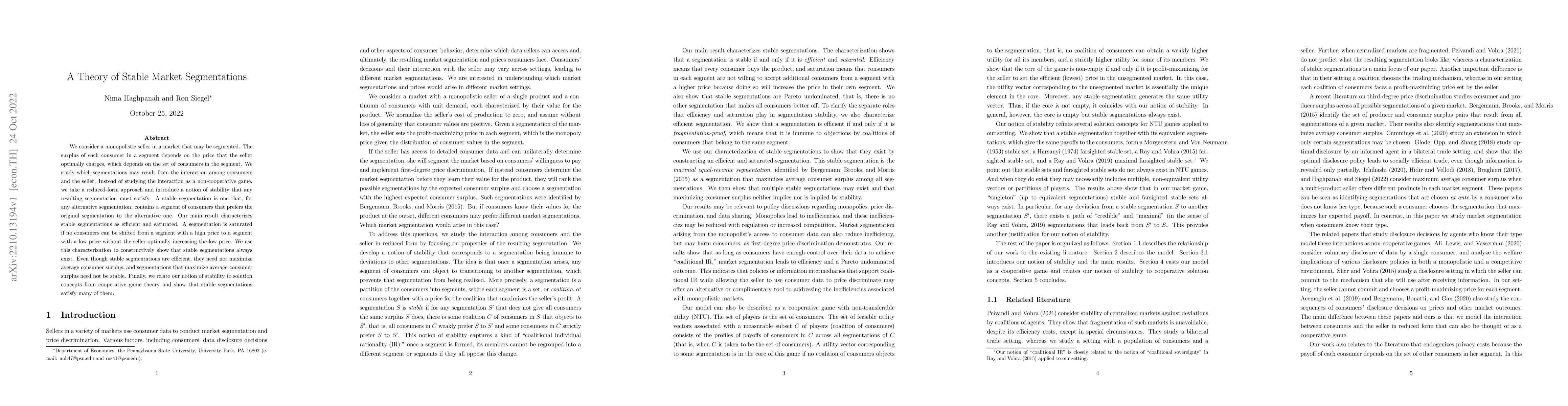 Thumbnail for A Theory of Stable Market Segmentations