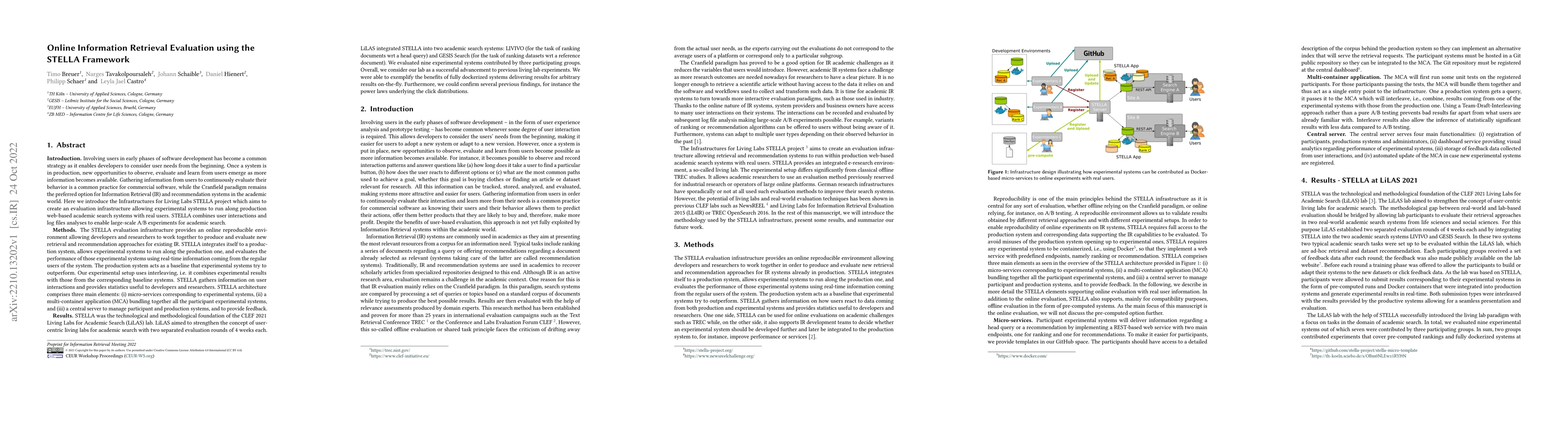 Thumbnail for Online Information Retrieval Evaluation using the STELLA Framework