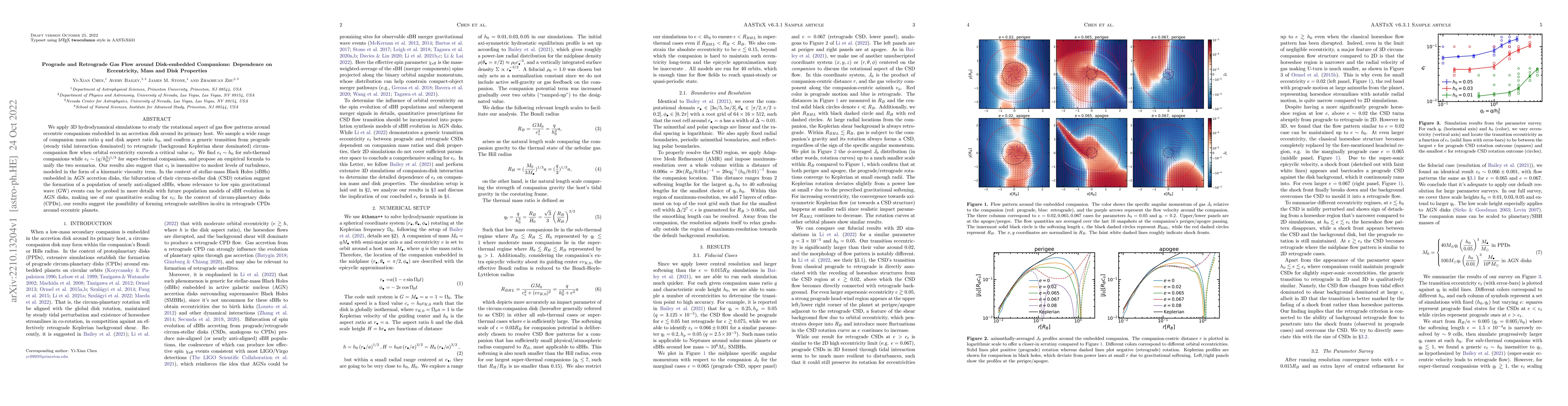 Thumbnail for Prograde and Retrograde Gas Flow around Disk-embedded Companions:
  Dependence on Eccentricity, Mass and Disk Properties