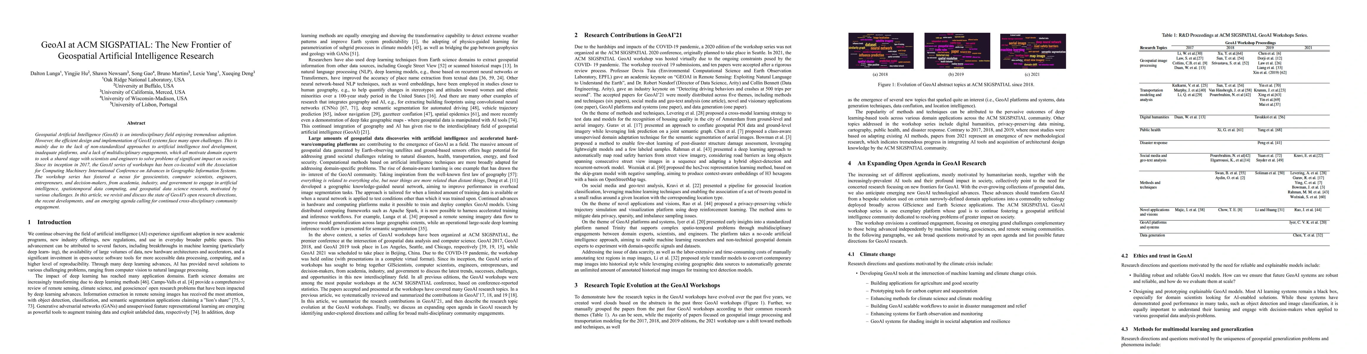 Thumbnail for GeoAI at ACM SIGSPATIAL: The New Frontier of Geospatial Artificial
  Intelligence Research