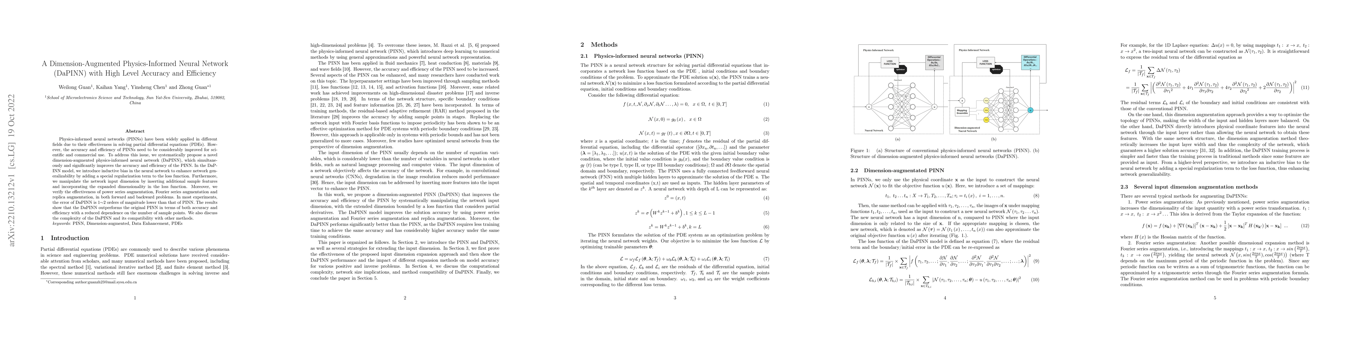 Thumbnail for A Dimension-Augmented Physics-Informed Neural Network (DaPINN) with High
  Level Accuracy and Efficiency