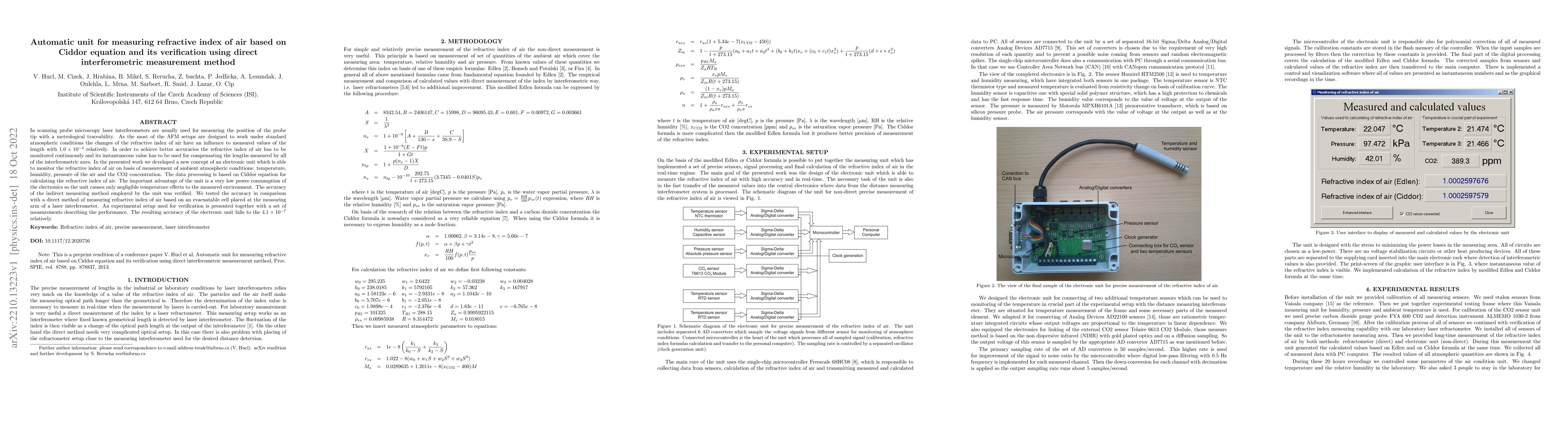 Thumbnail for Automatic unit for measuring refractive index of air based on Ciddor
  equation and its verification using direct interferometric measurement method