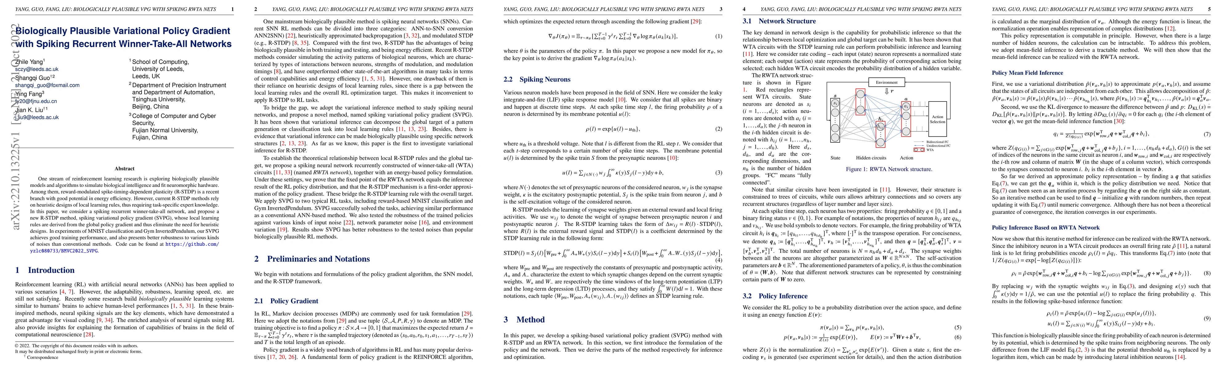 Thumbnail for Biologically Plausible Variational Policy Gradient with Spiking
  Recurrent Winner-Take-All Networks