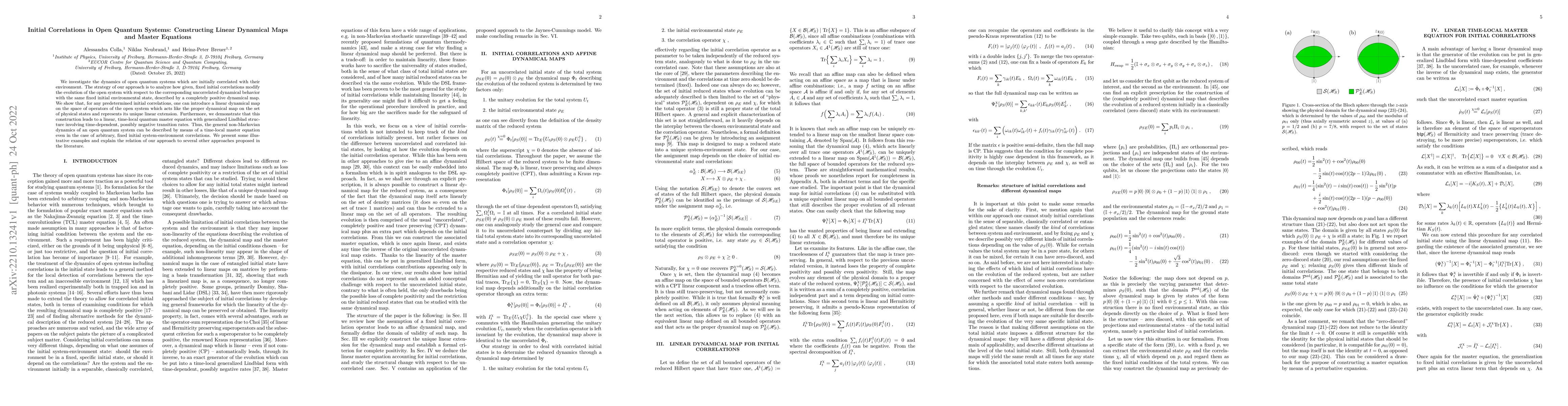 Thumbnail for Initial Correlations in Open Quantum Systems: Constructing Linear
  Dynamical Maps and Master Equations