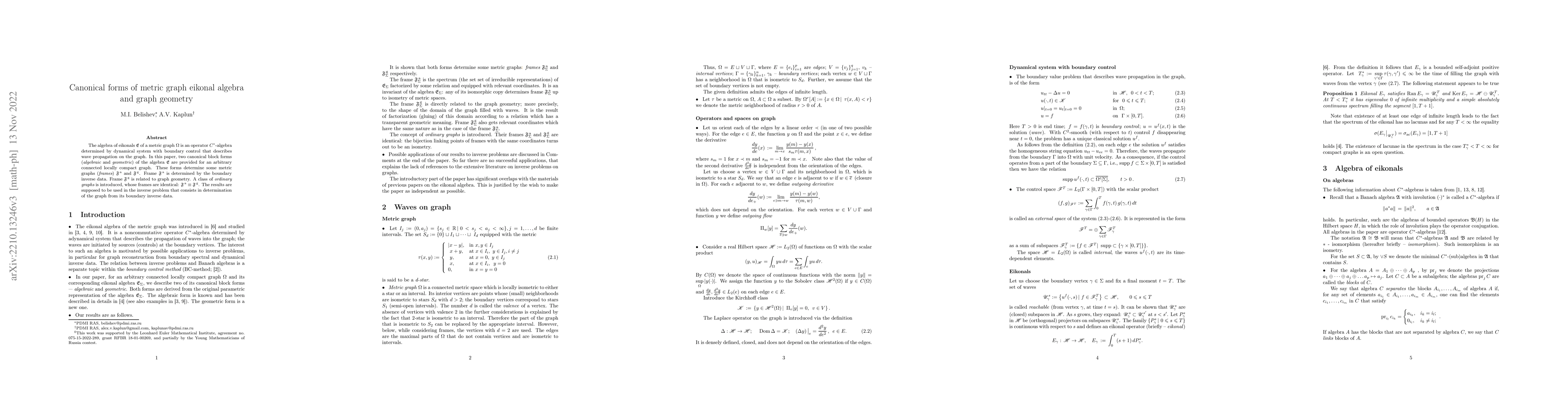 Thumbnail for Canonical forms of metric graph eikonal algebra and graph geometry