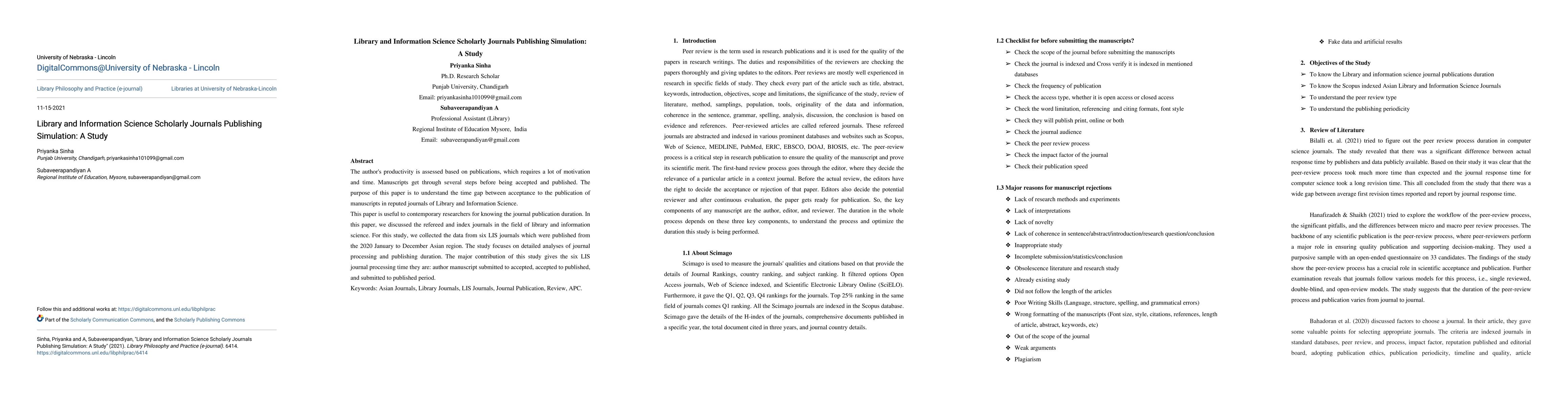 Thumbnail for Library and Information Science Scholarly Journals Publishing
  Simulation: A Study