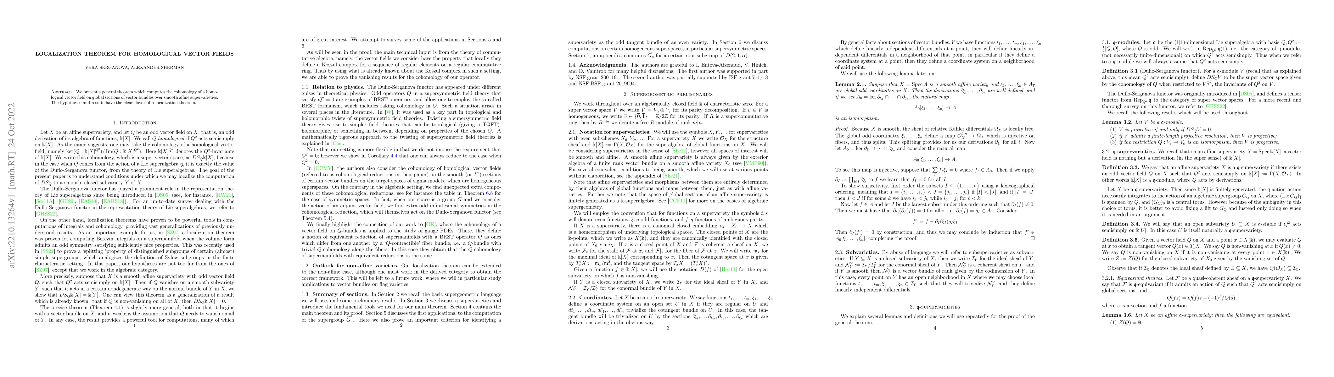 Thumbnail for Localization theorem for homological vector fields