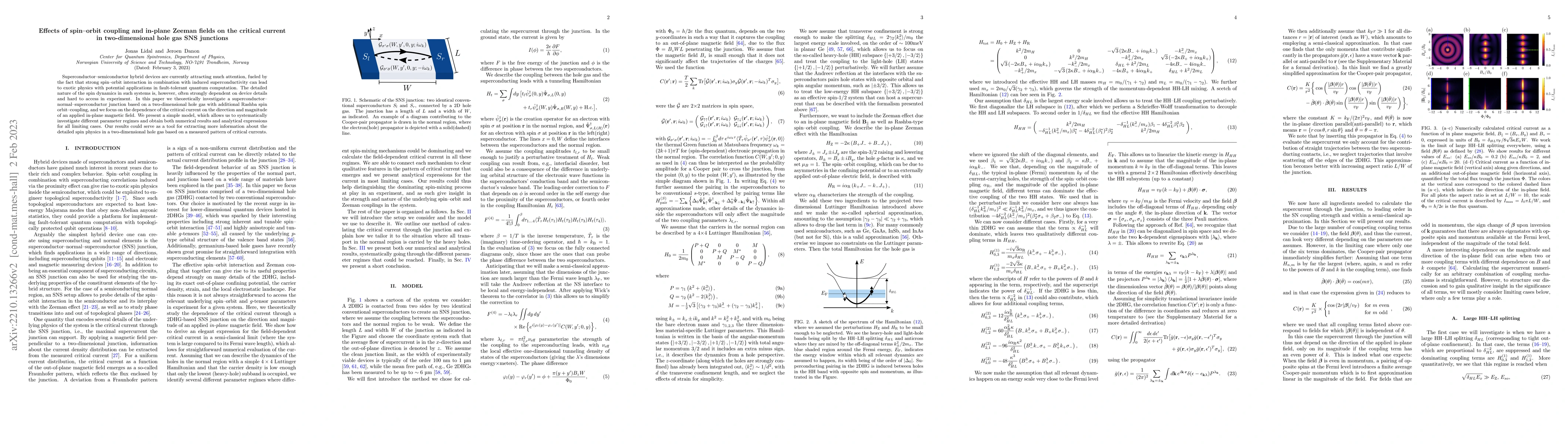 Thumbnail for Effects of spin-orbit coupling and in-plane Zeeman fields on the
  critical current in two-dimensional hole gas SNS junctions