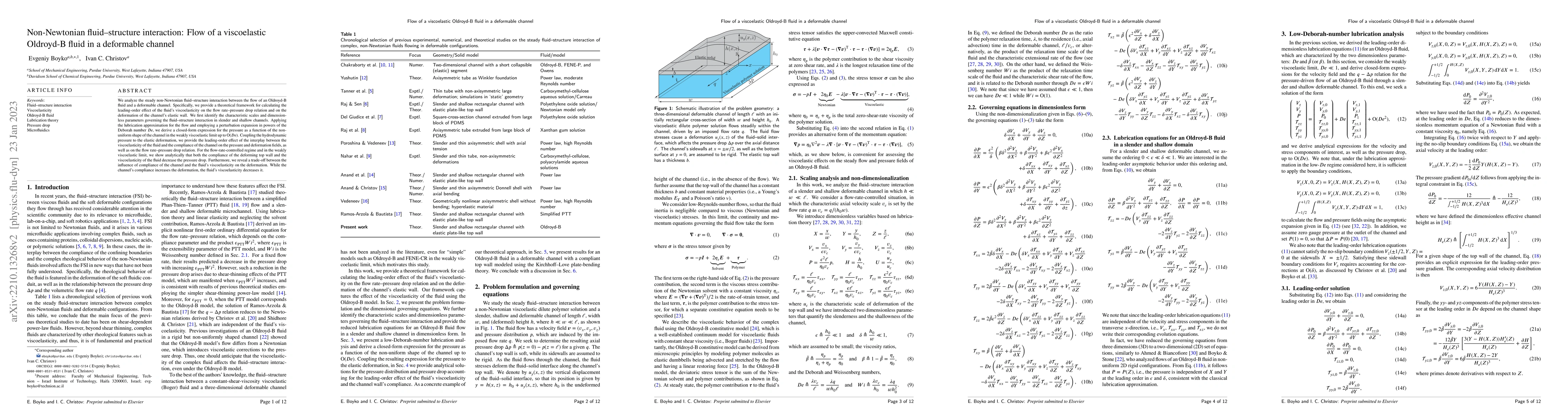 Thumbnail for Non-Newtonian fluid-structure interaction: Flow of a viscoelastic
  Oldroyd-B fluid in a deformable channel