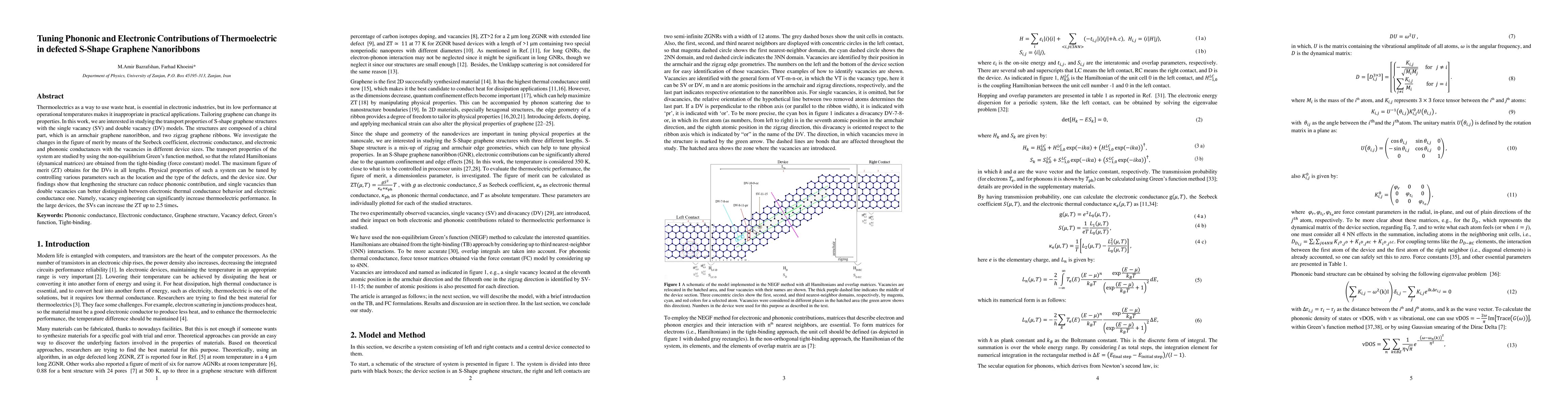 Thumbnail for Tuning Phononic and Electronic Contributions of Thermoelectric in
  defected S-Shape Graphene Nanoribbons