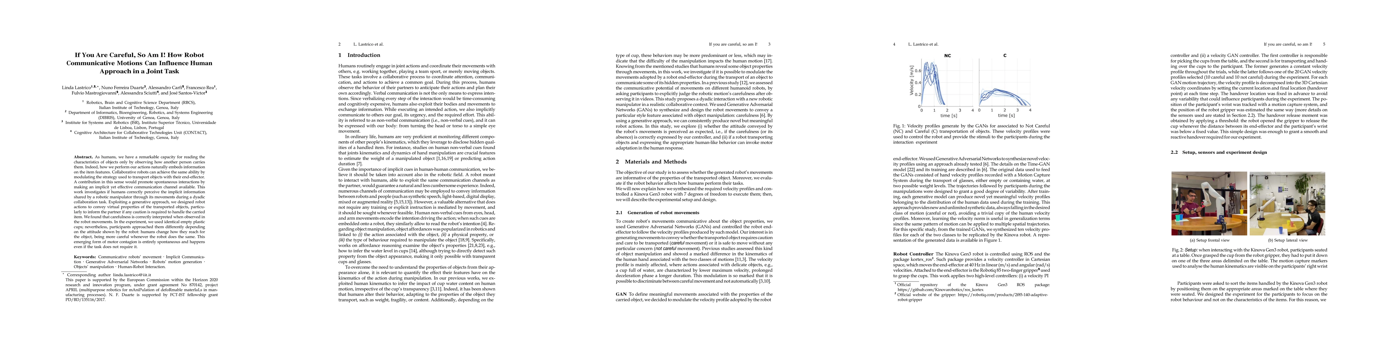 Thumbnail for If You Are Careful, So Am I! How Robot Communicative Motions Can
  Influence Human Approach in a Joint Task
