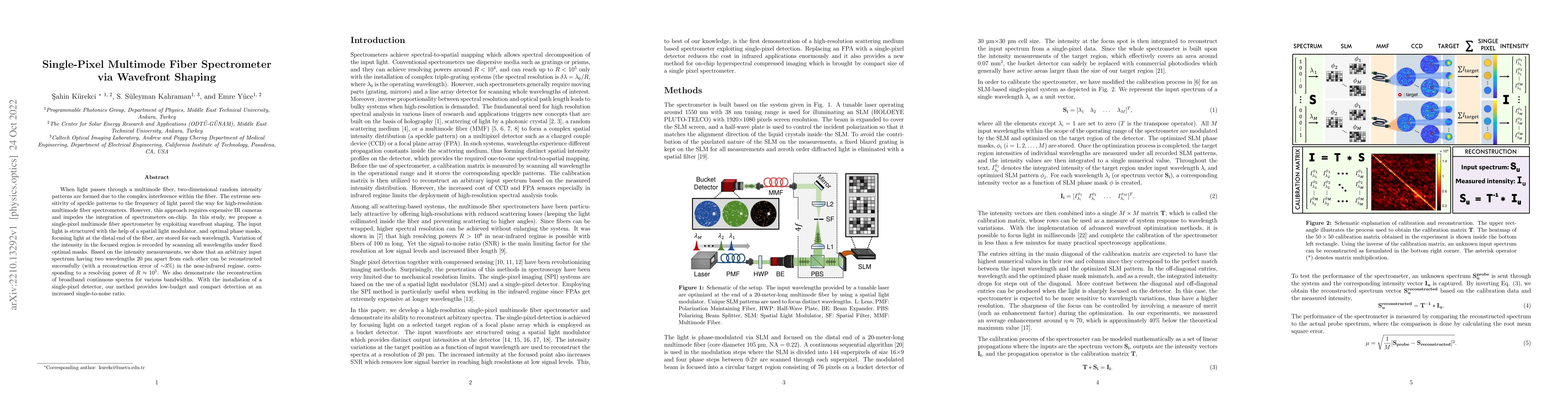 Thumbnail for Single-Pixel Multimode Fiber Spectrometer via Wavefront Shaping
