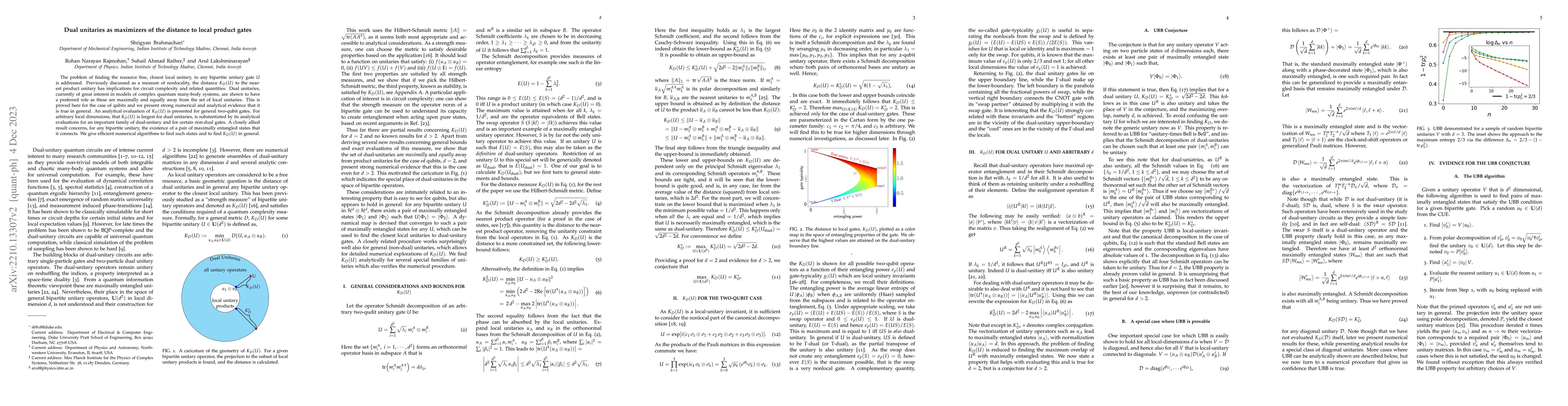 Thumbnail for Dual unitaries as maximizers of the distance to local product gates