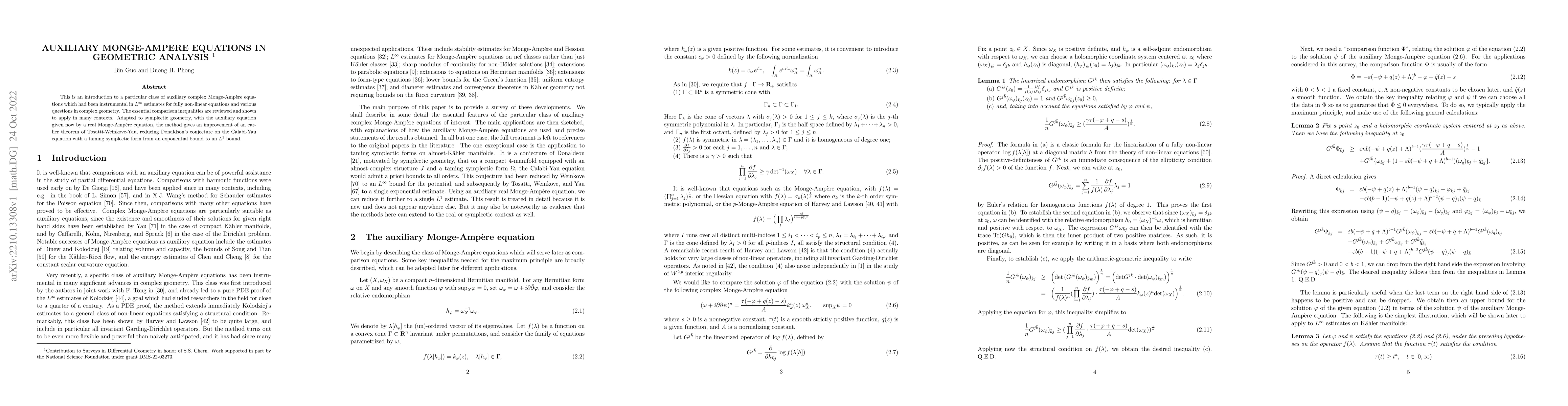 Thumbnail for Auxiliary Monge-Ampere equations in geometric analysis