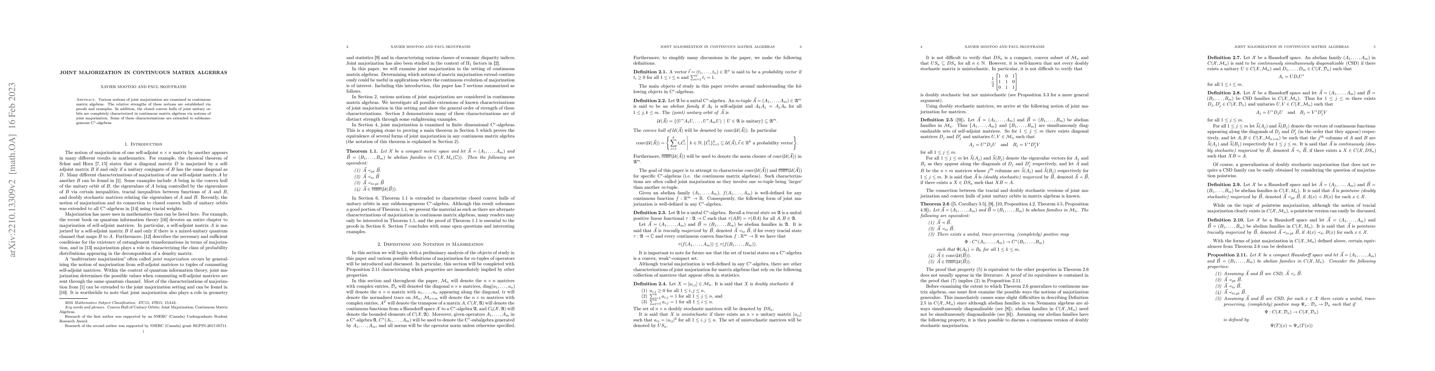 Thumbnail for Joint Majorization in Continuous Matrix Algebras