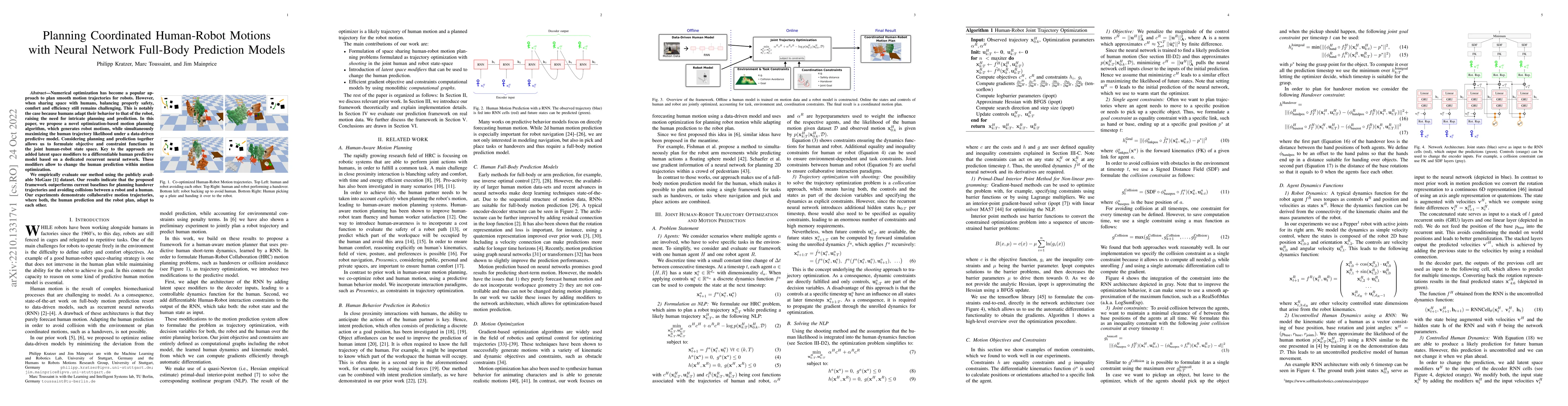 Thumbnail for Planning Coordinated Human-Robot Motions with Neural Network Full-Body
  Prediction Models