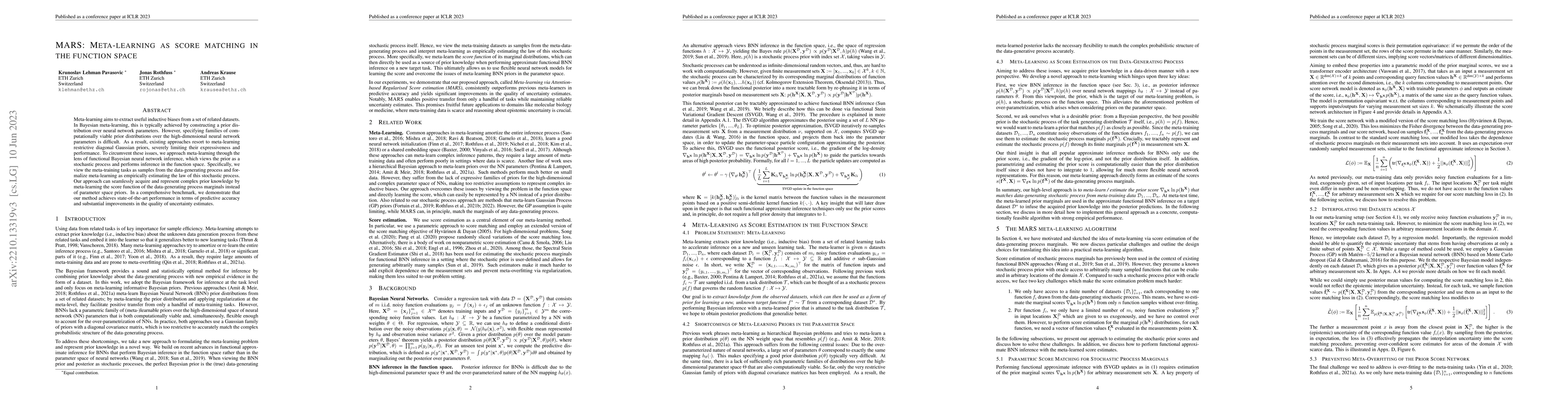 Thumbnail for MARS: Meta-Learning as Score Matching in the Function Space