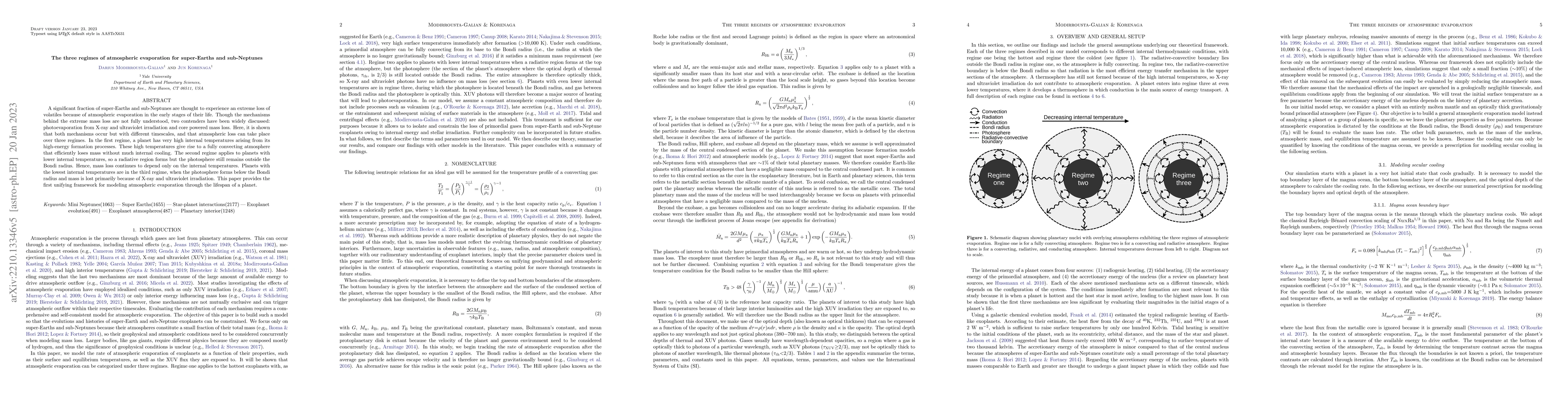 Thumbnail for The three regimes of atmospheric evaporation for super-Earths and
  sub-Neptunes