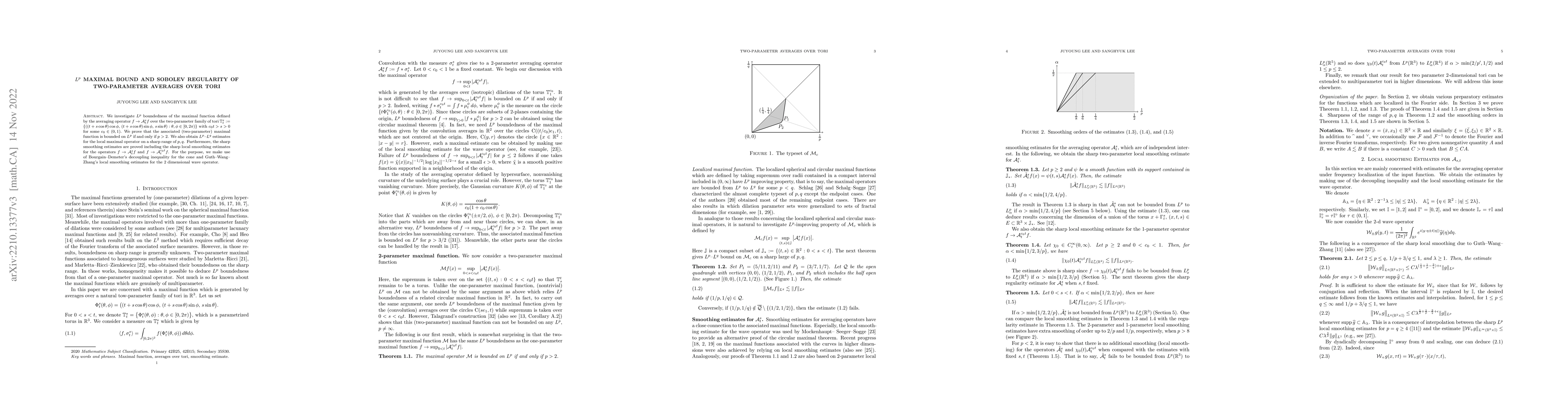 Thumbnail for $L^p$ maximal bound and Sobolev regularity of two-parameter averages
  over tori