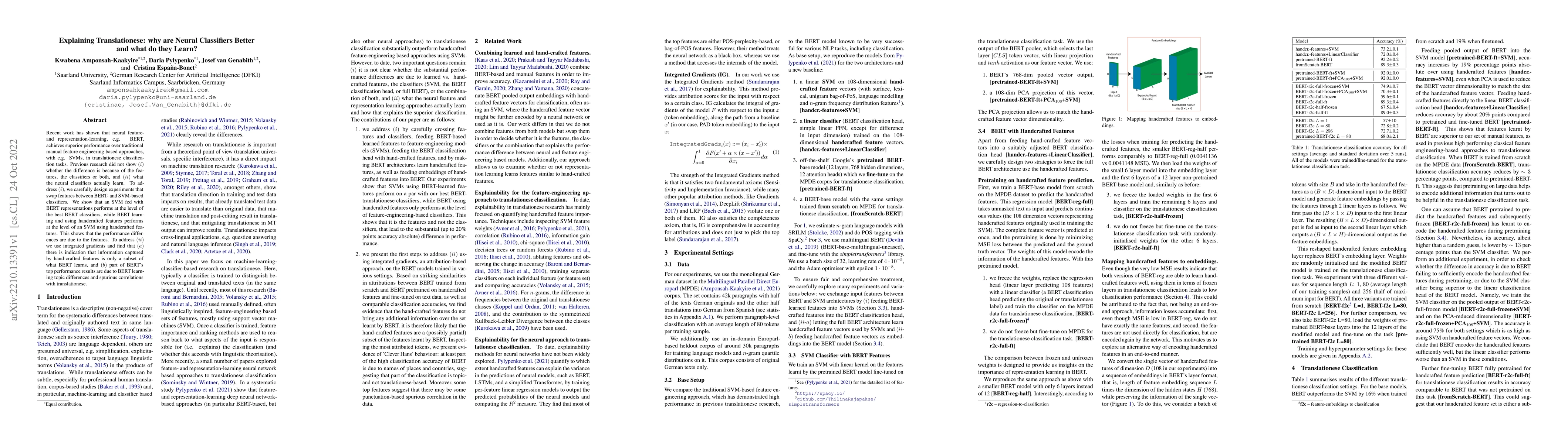 Thumbnail for Explaining Translationese: why are Neural Classifiers Better and what do
  they Learn?