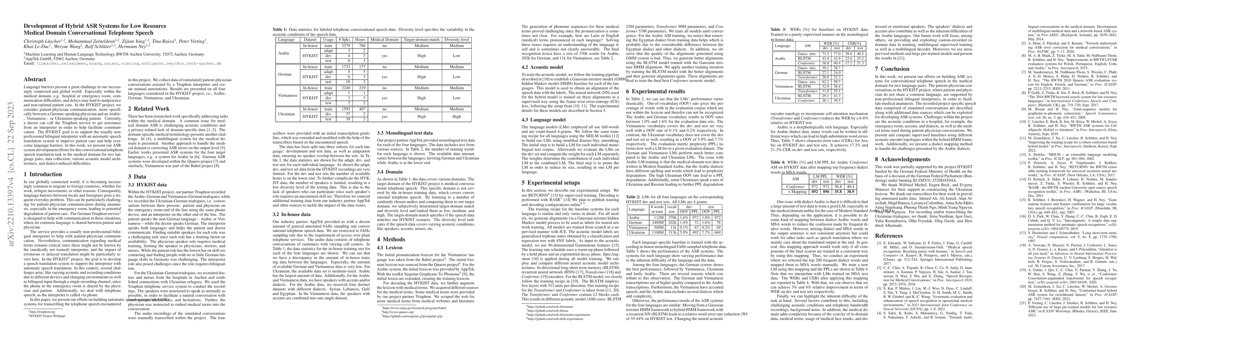 Thumbnail for Development of Hybrid ASR Systems for Low Resource Medical Domain
  Conversational Telephone Speech
