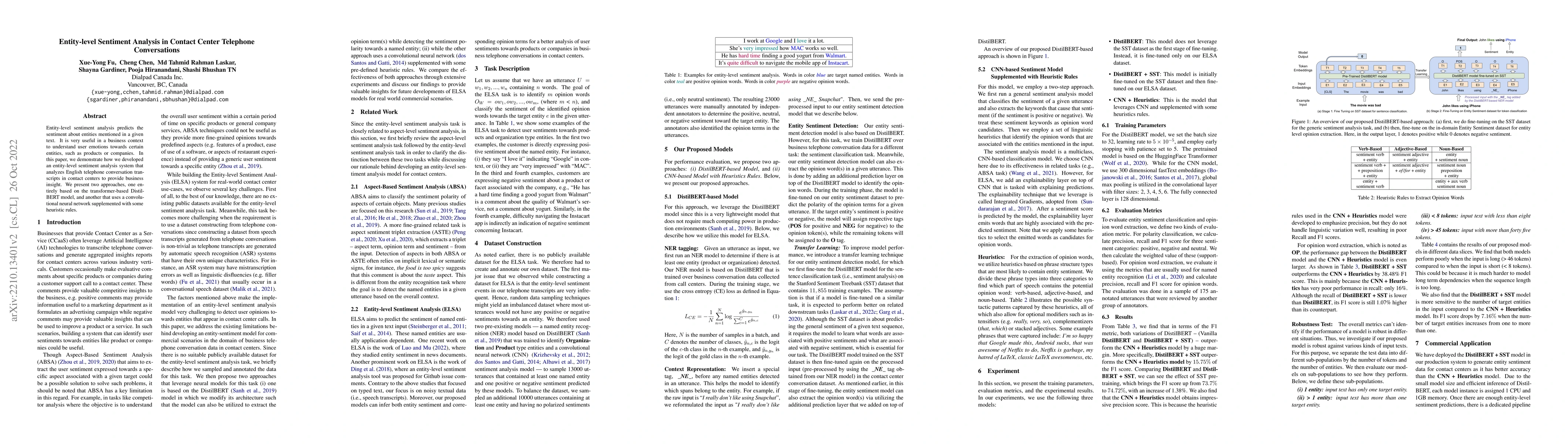 Thumbnail for Entity-level Sentiment Analysis in Contact Center Telephone
  Conversations