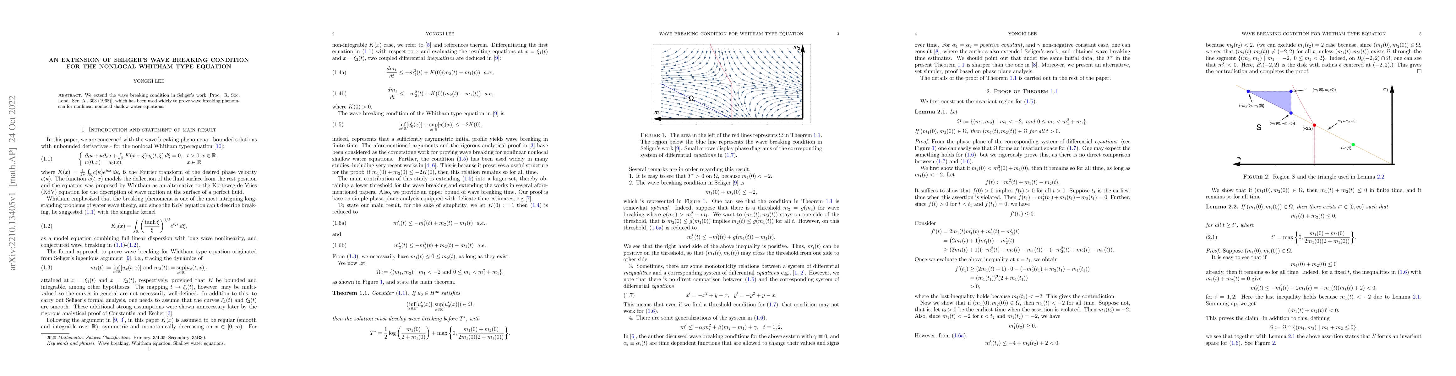 Thumbnail for An extension of Seliger's wave breaking condition for the nonlocal
  Whitham type equation