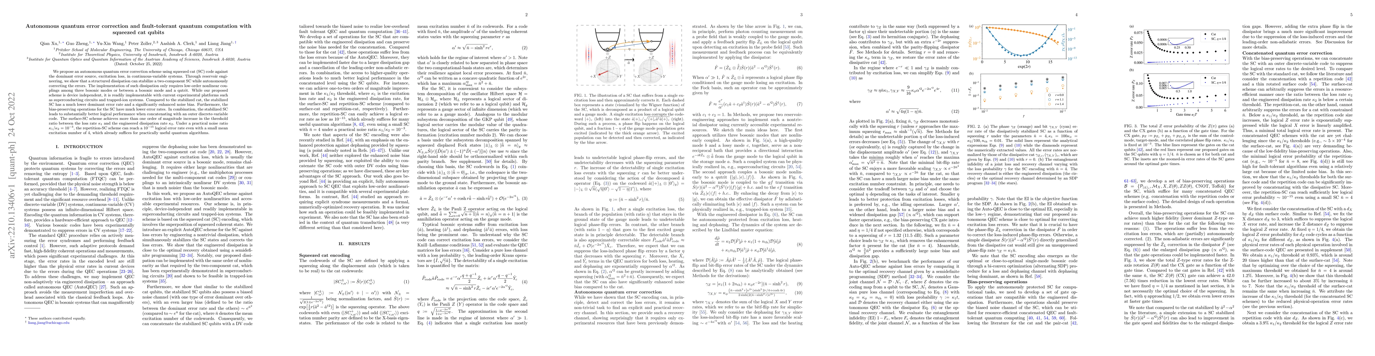 Thumbnail for Autonomous quantum error correction and fault-tolerant quantum
  computation with squeezed cat qubits
