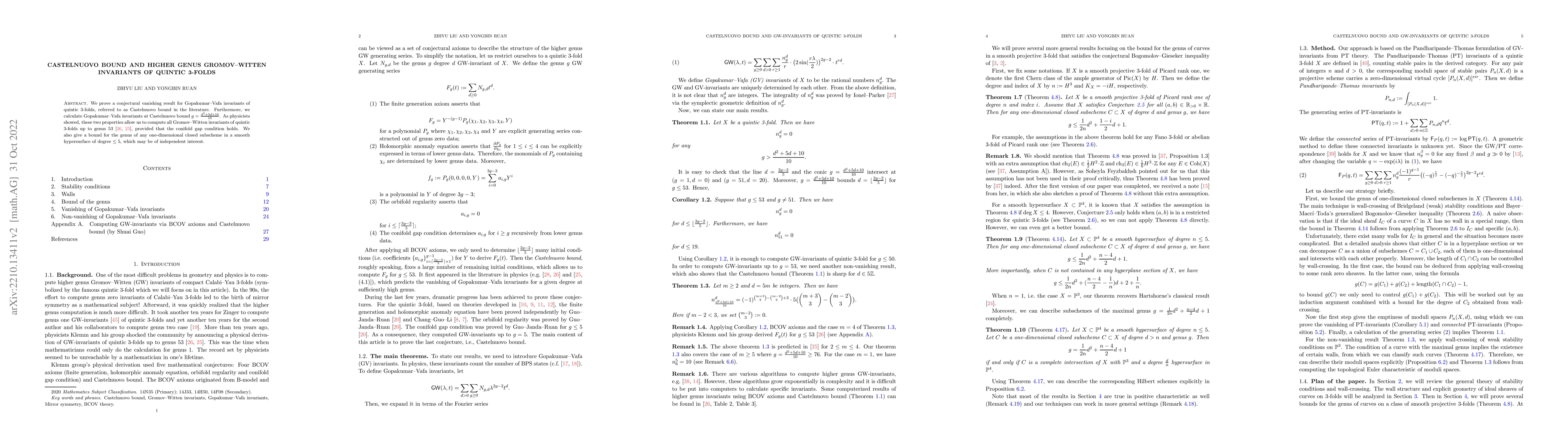 Thumbnail for Castelnuovo bound and higher genus Gromov-Witten invariants of quintic
  3-folds