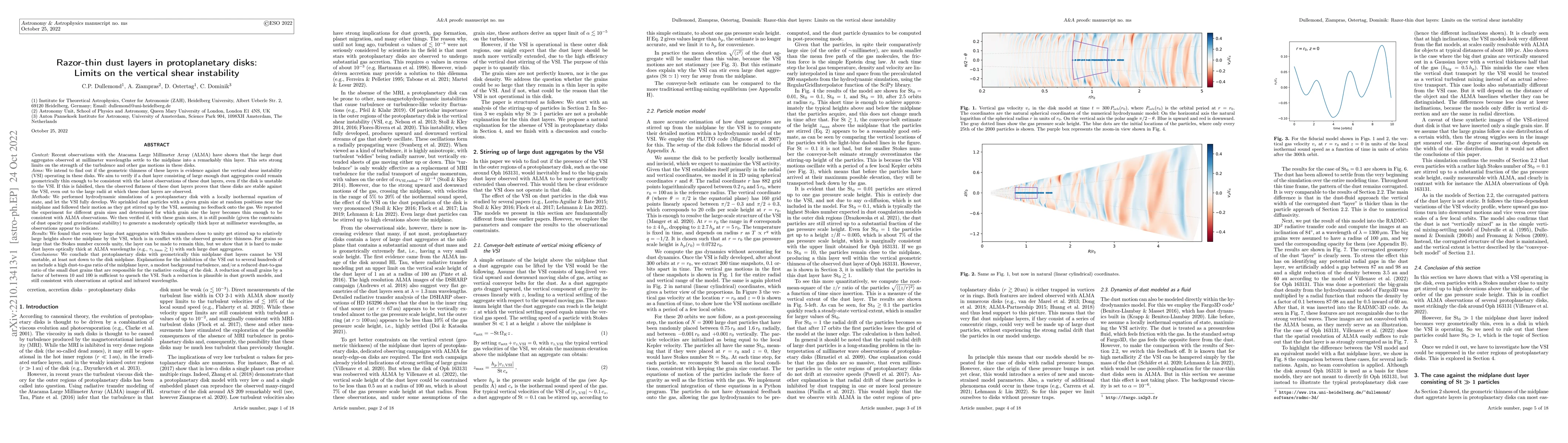 Thumbnail for Razor-thin dust layers in protoplanetary disks: Limits on the vertical
  shear instability
