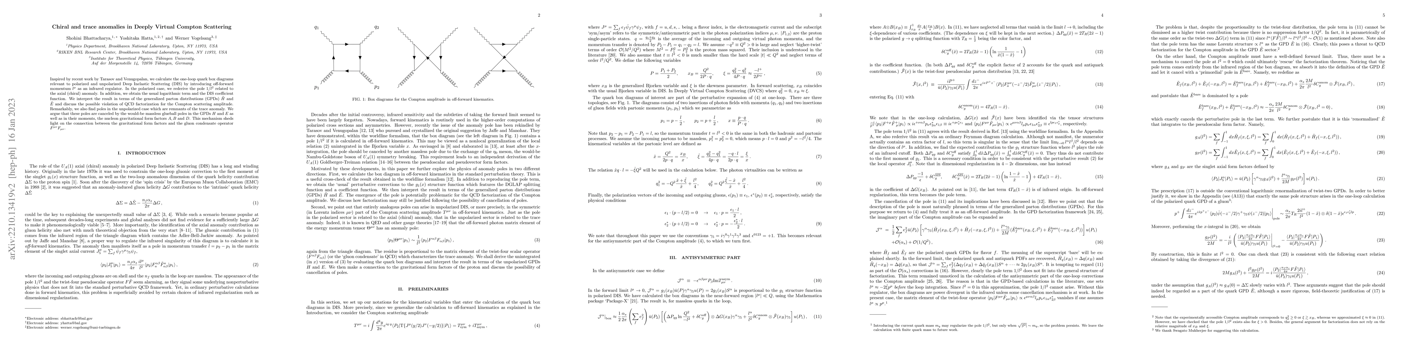 Thumbnail for Chiral and trace anomalies in Deeply Virtual Compton Scattering