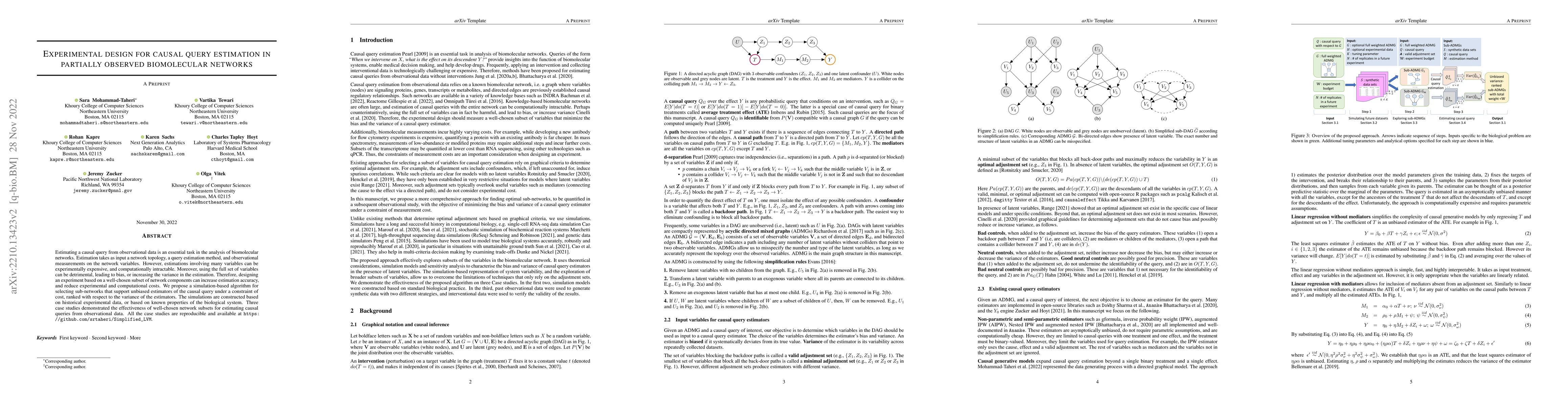 Thumbnail for Experimental design for causal query estimation in partially observed
  biomolecular networks