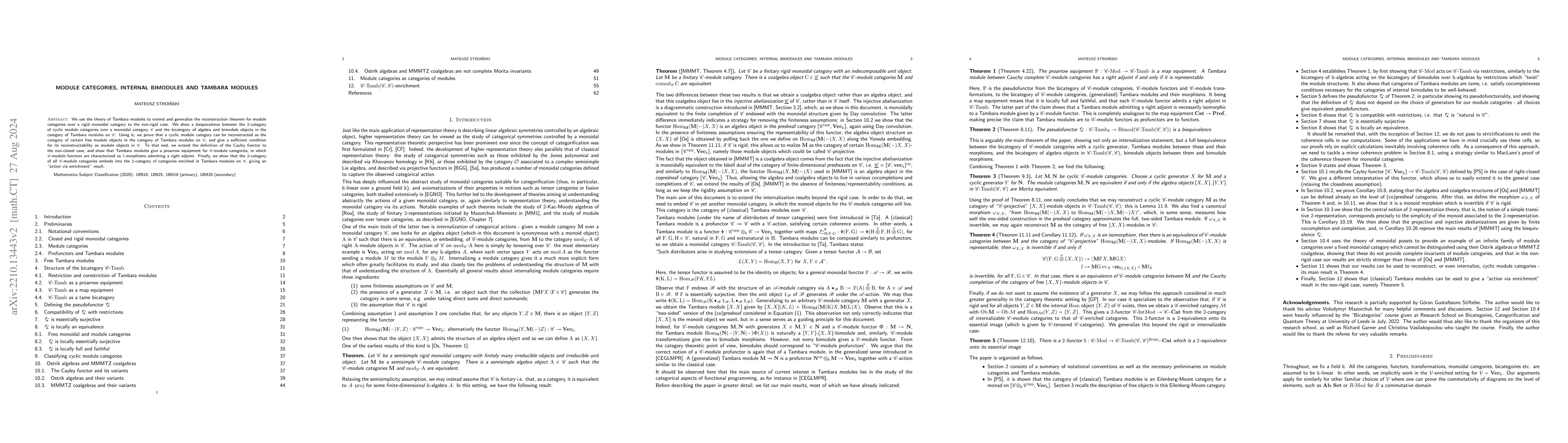 Thumbnail for Module categories, internal bimodules and Tambara modules
