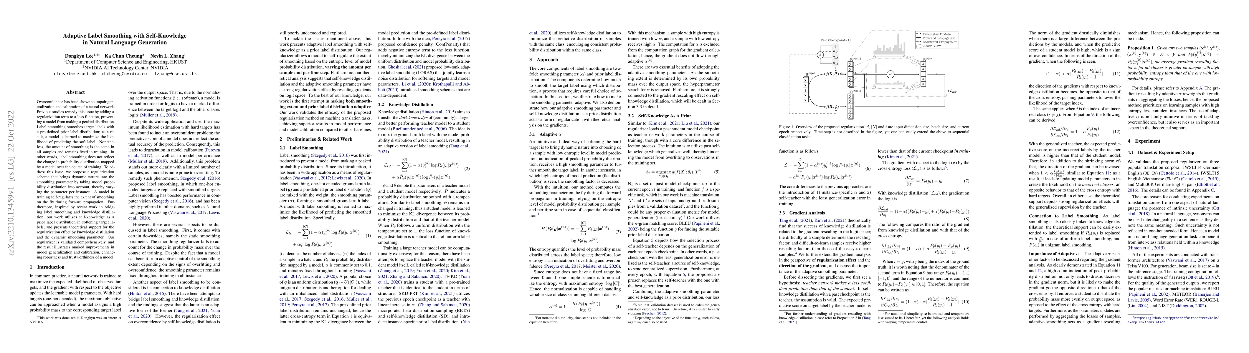 Thumbnail for Adaptive Label Smoothing with Self-Knowledge in Natural Language
  Generation