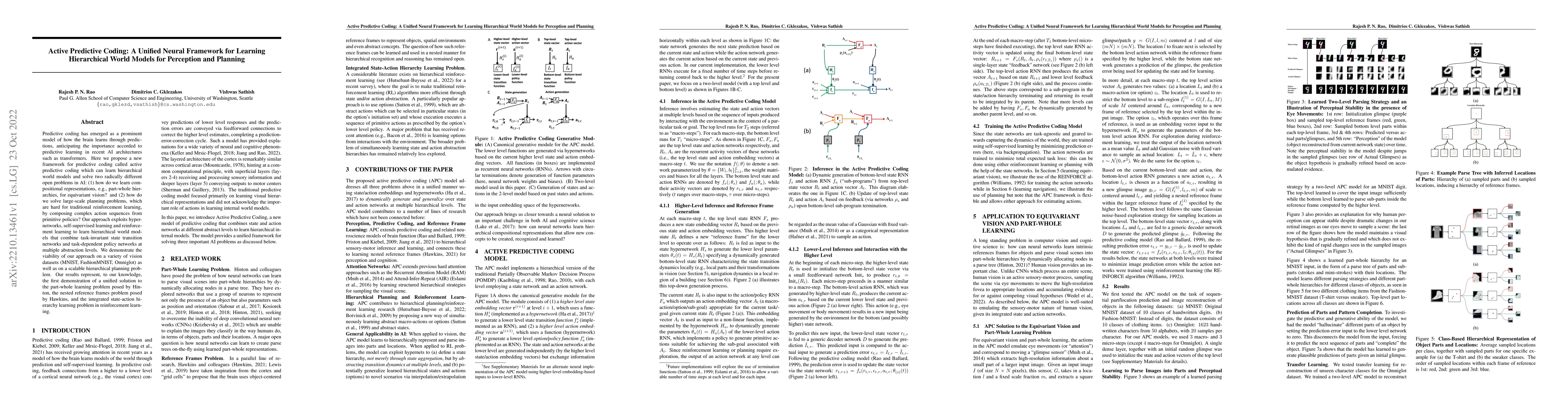 Thumbnail for Active Predictive Coding: A Unified Neural Framework for Learning
  Hierarchical World Models for Perception and Planning