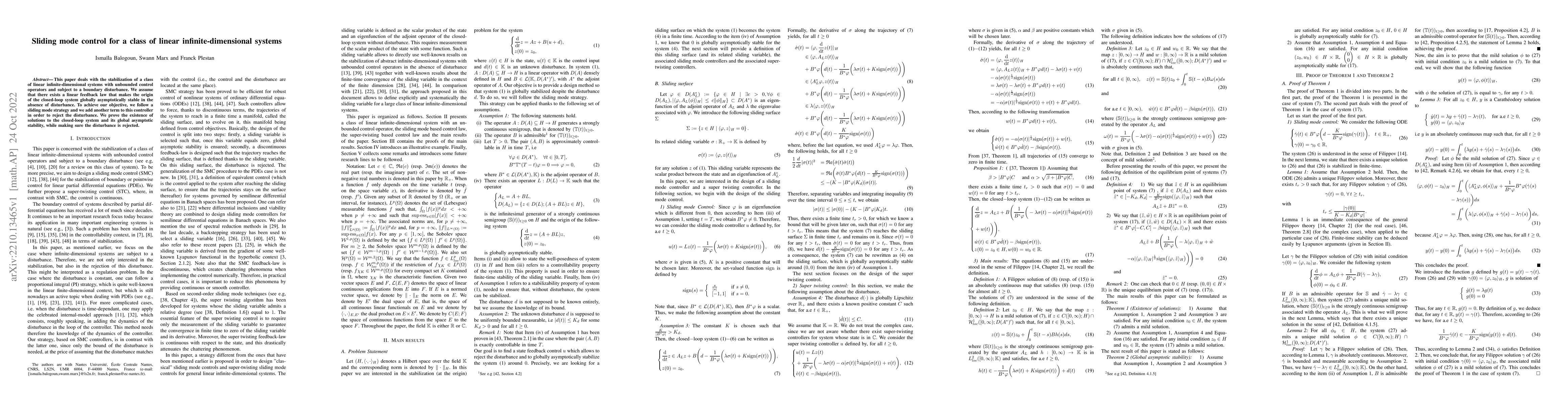 Thumbnail for Sliding mode control for a class of linear infinite-dimensional systems