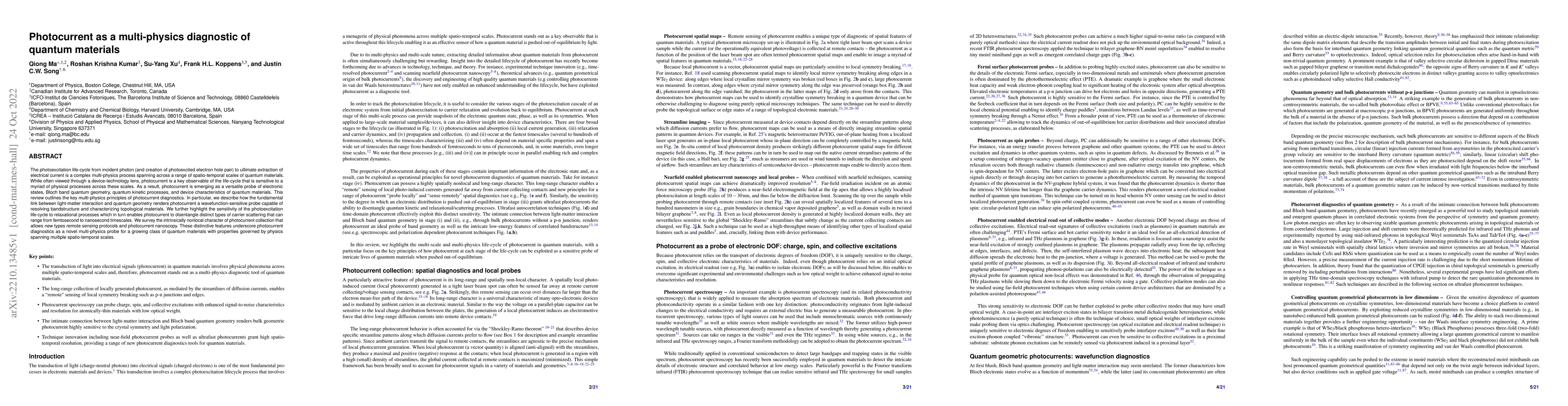 Thumbnail for Photocurrent as a multi-physics diagnostic of quantum materials