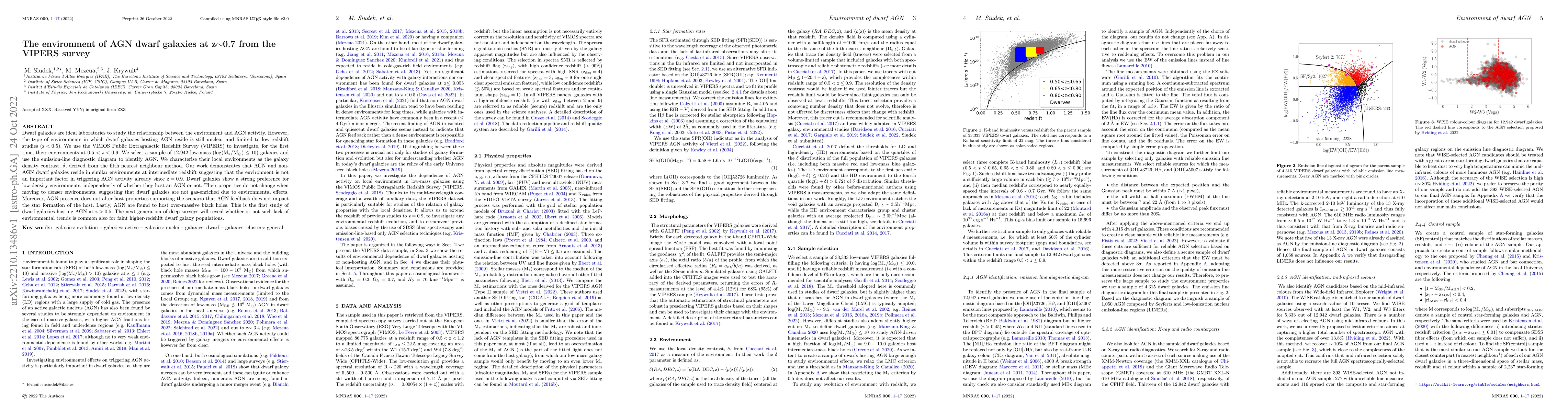 Thumbnail for The environment of AGN dwarf galaxies at z$\sim$0.7 from the VIPERS
  survey