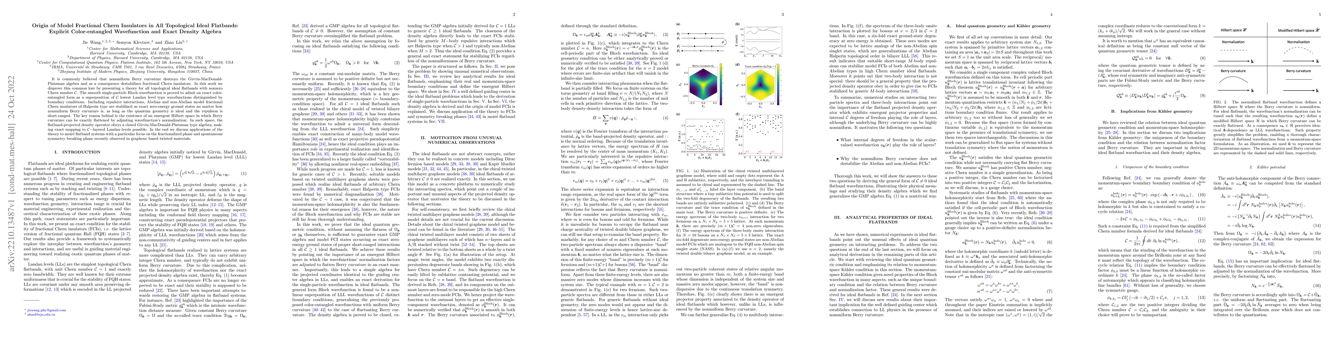 Thumbnail for Origin of Model Fractional Chern Insulators in All Topological Ideal
  Flatbands: Explicit Color-entangled Wavefunction and Exact Density Algebra