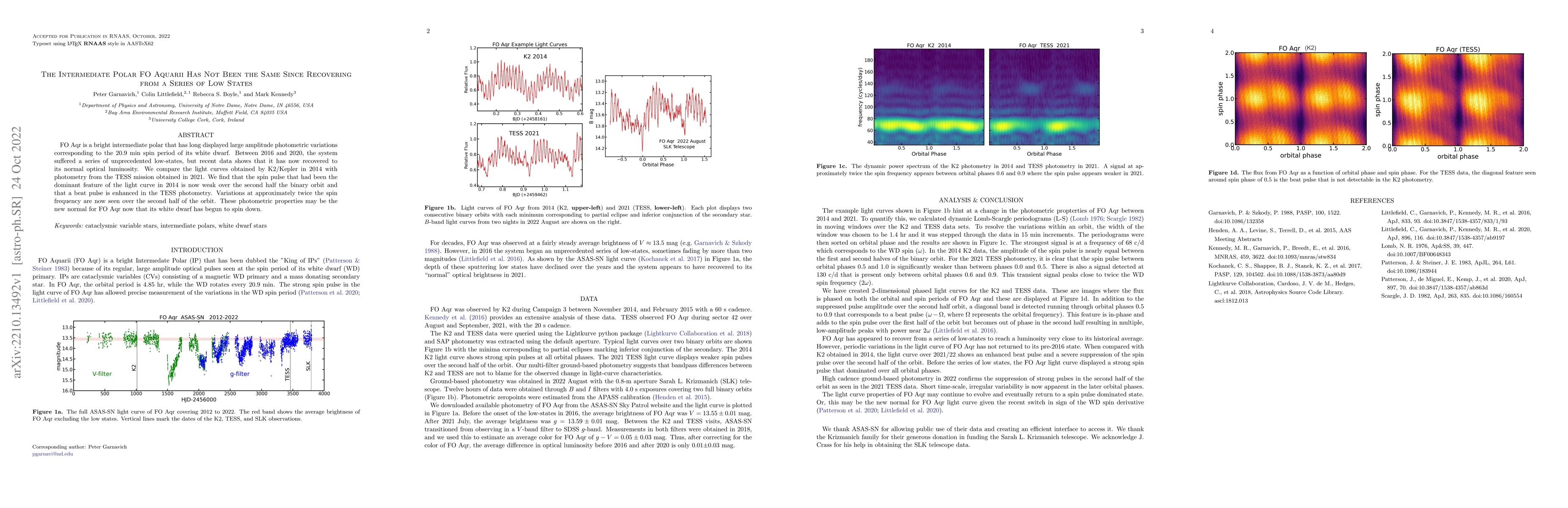 Thumbnail for The Intermediate Polar FO Aquarii Has Not Been the Same Since Recovering
  from a Series of Low States