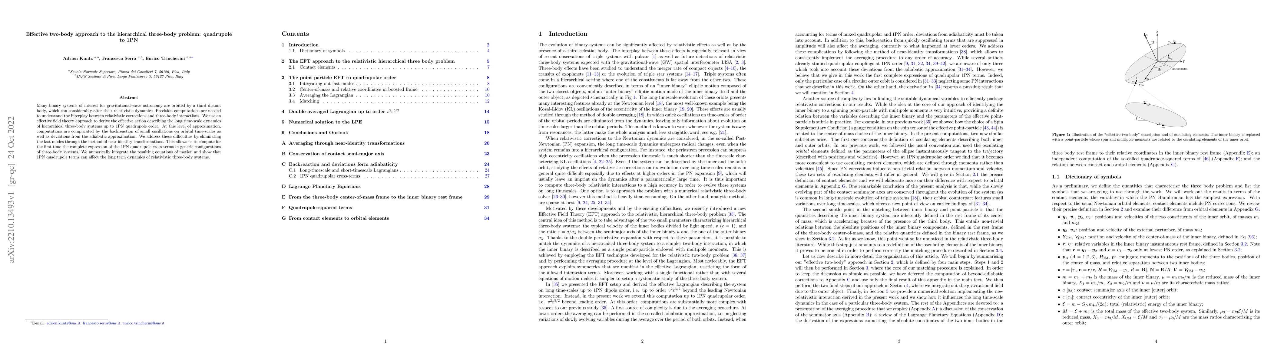 Thumbnail for Effective two-body approach to the hierarchical three-body problem:
  quadrupole to 1PN