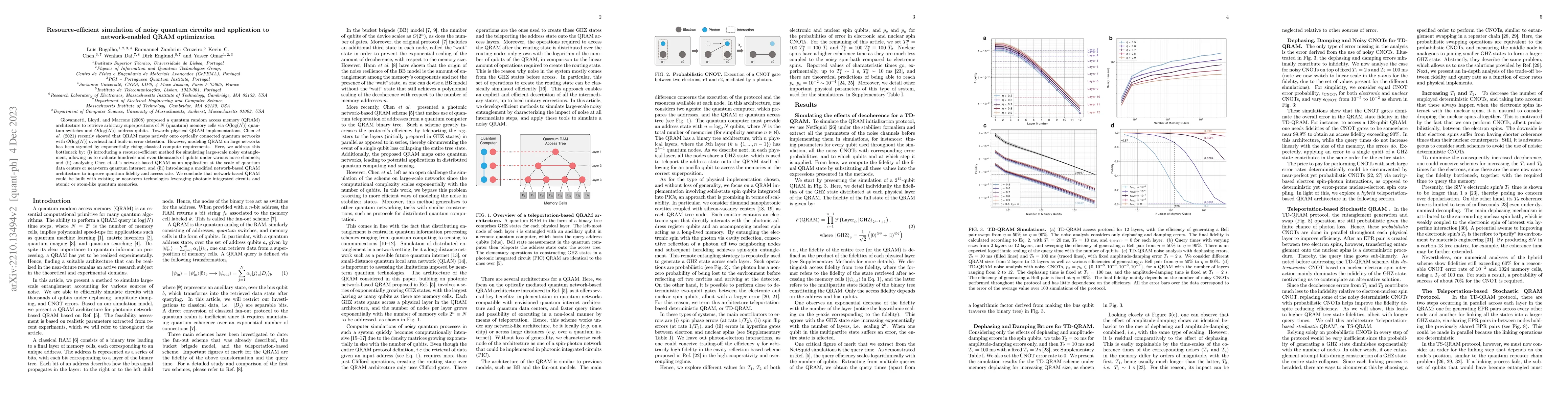 Thumbnail for Resource-efficient simulation of noisy quantum circuits and application
  to network-enabled QRAM optimization