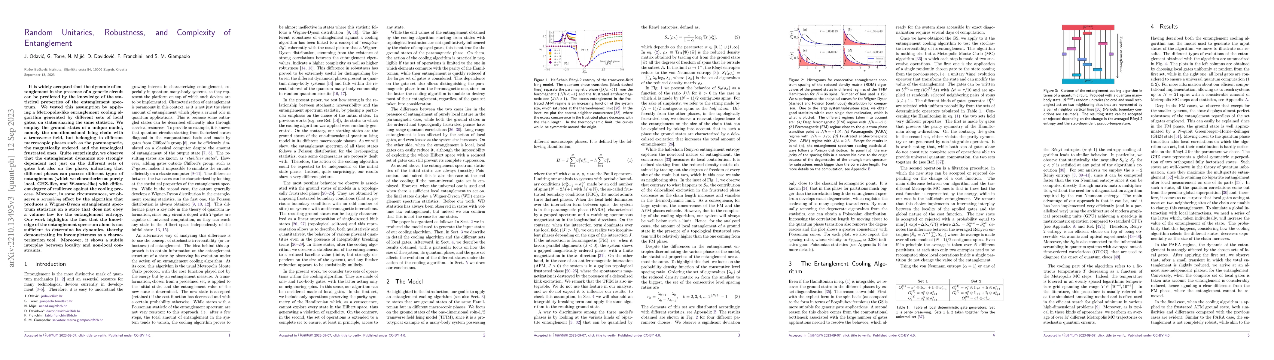 Thumbnail for Random unitaries, Robustness, and Complexity of Entanglement