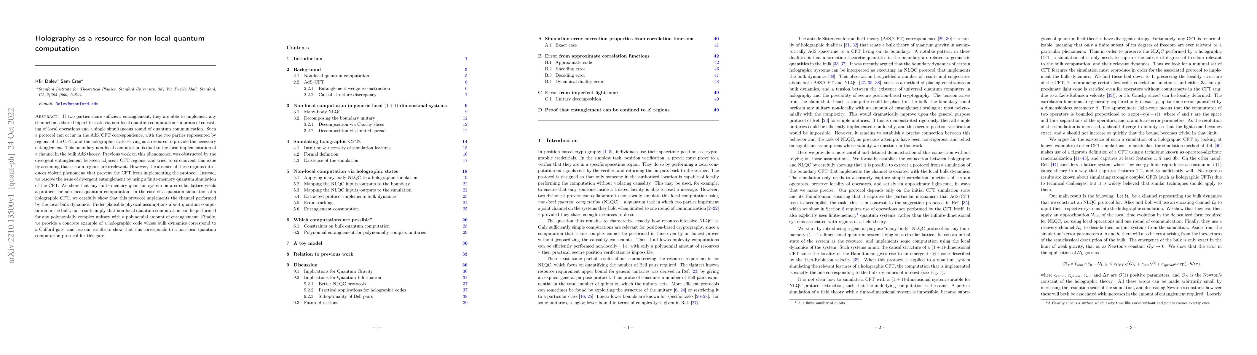 Thumbnail for Holography as a resource for non-local quantum computation