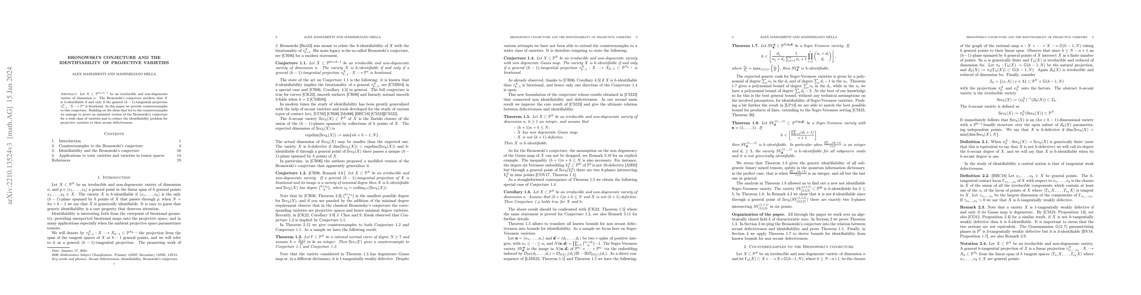 Thumbnail for Bronowski's conjecture and the identifiability of projective varieties