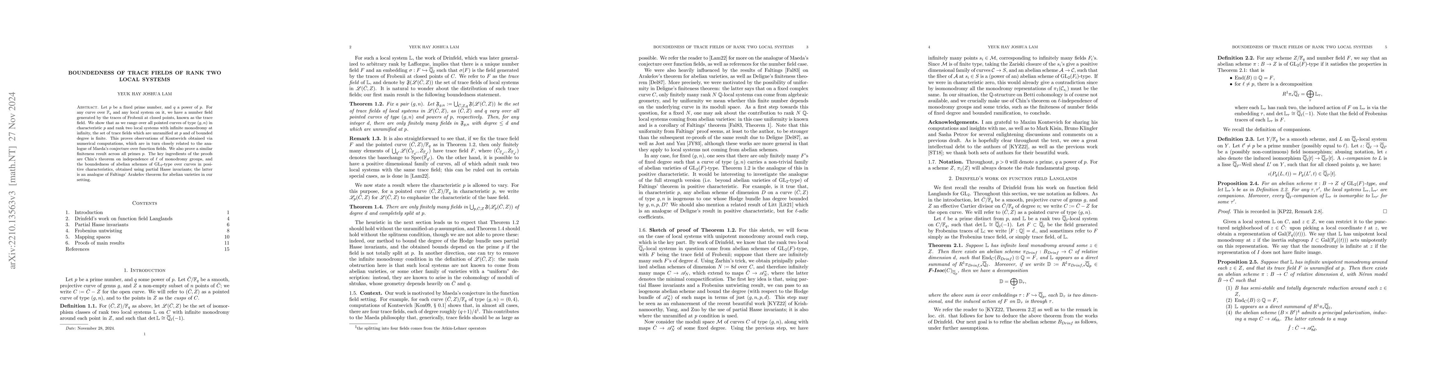 Thumbnail for Boundedness of trace fields of rank two local systems