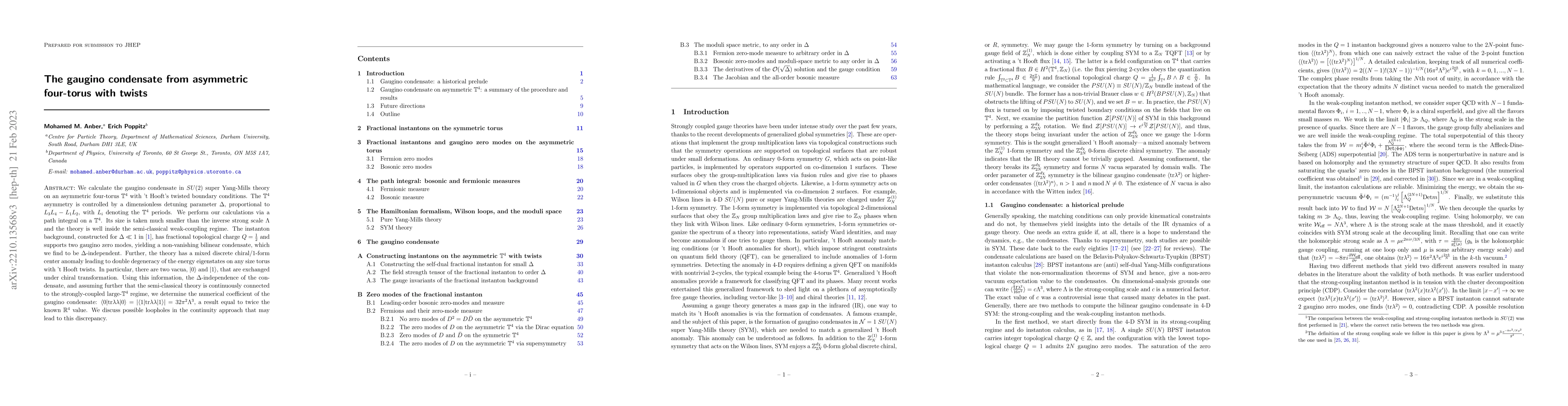 Thumbnail for The gaugino condensate from asymmetric four-torus with twists