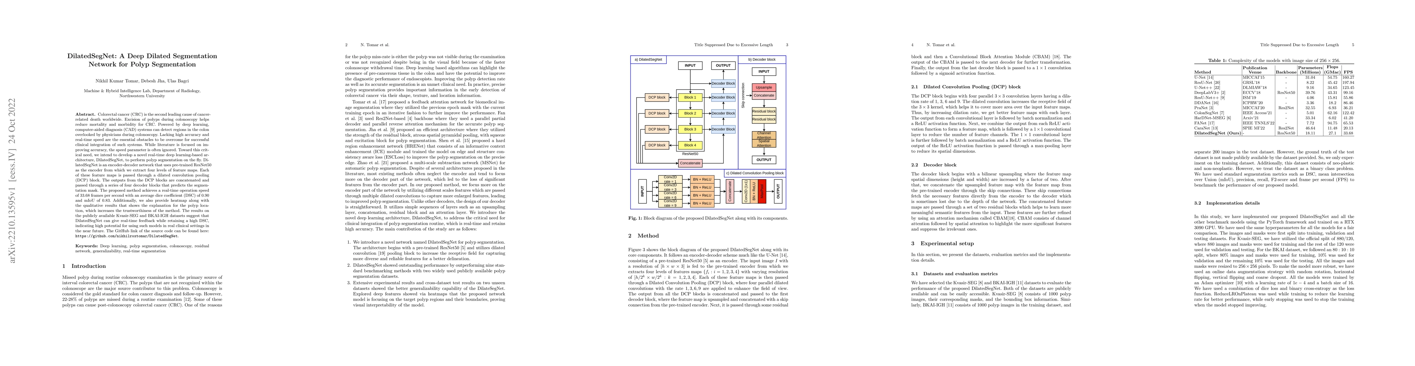 Thumbnail for DilatedSegNet: A Deep Dilated Segmentation Network for Polyp
  Segmentation