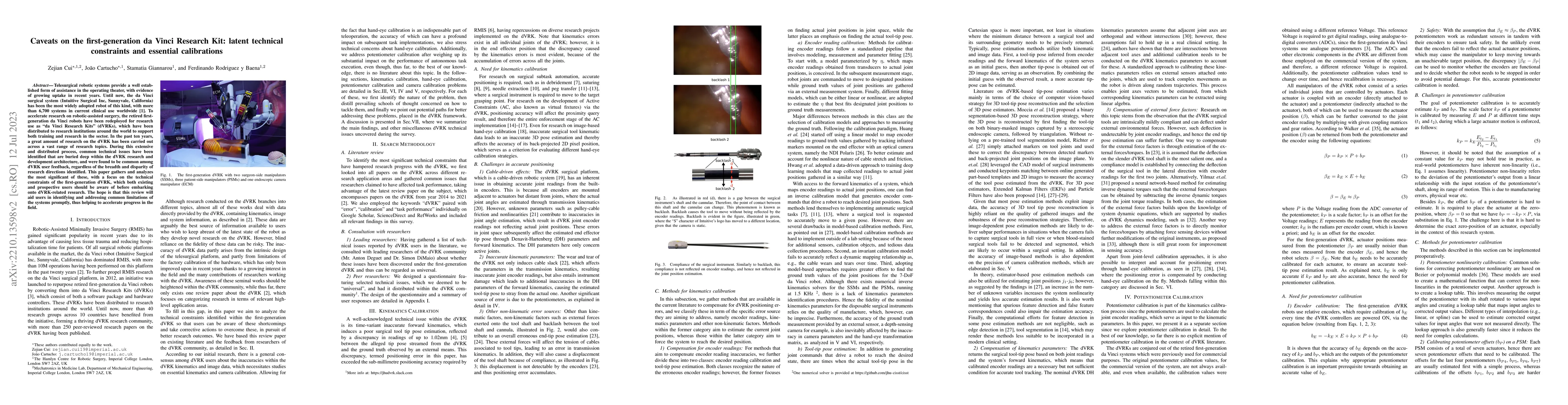 Thumbnail for Caveats on the first-generation da Vinci Research Kit: latent technical
  constraints and essential calibrations
